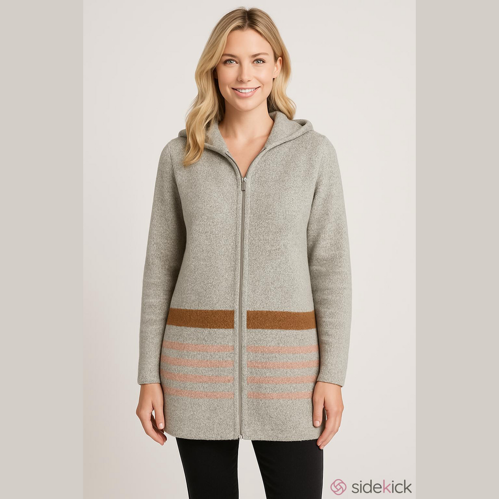 Emory Park Hooded Cardigan with Stripes -oversized